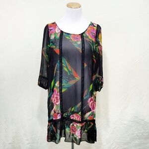 Anthro Moulinette Soeurs Sheer Silk Floral Dress